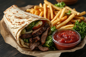 Assorted grilled tortilla wraps, a Photo by Pavel_design