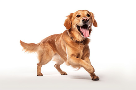 Golden Retriever dog isolated on whi, a Photo by Iftikhar Alam