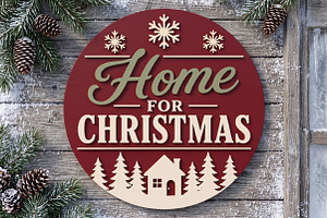 Home For Christmas Door Hanger SVG, an Object Graphic by Libby Wishes