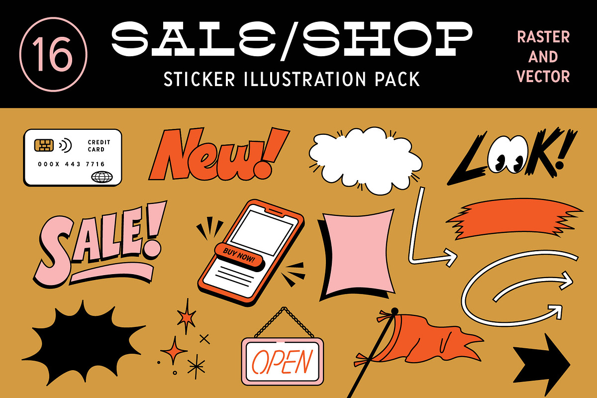 Sale/Shop Sticker Illustration Pack, an Illustration by Josty (Photo 1 of 6)