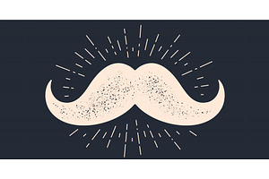 Mustache and vintage sun rays, an Object Illustration by Foxys Graphic