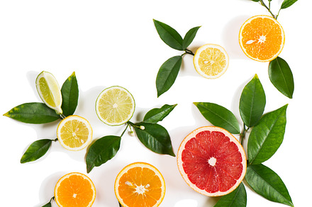 Set of different citrus fruits