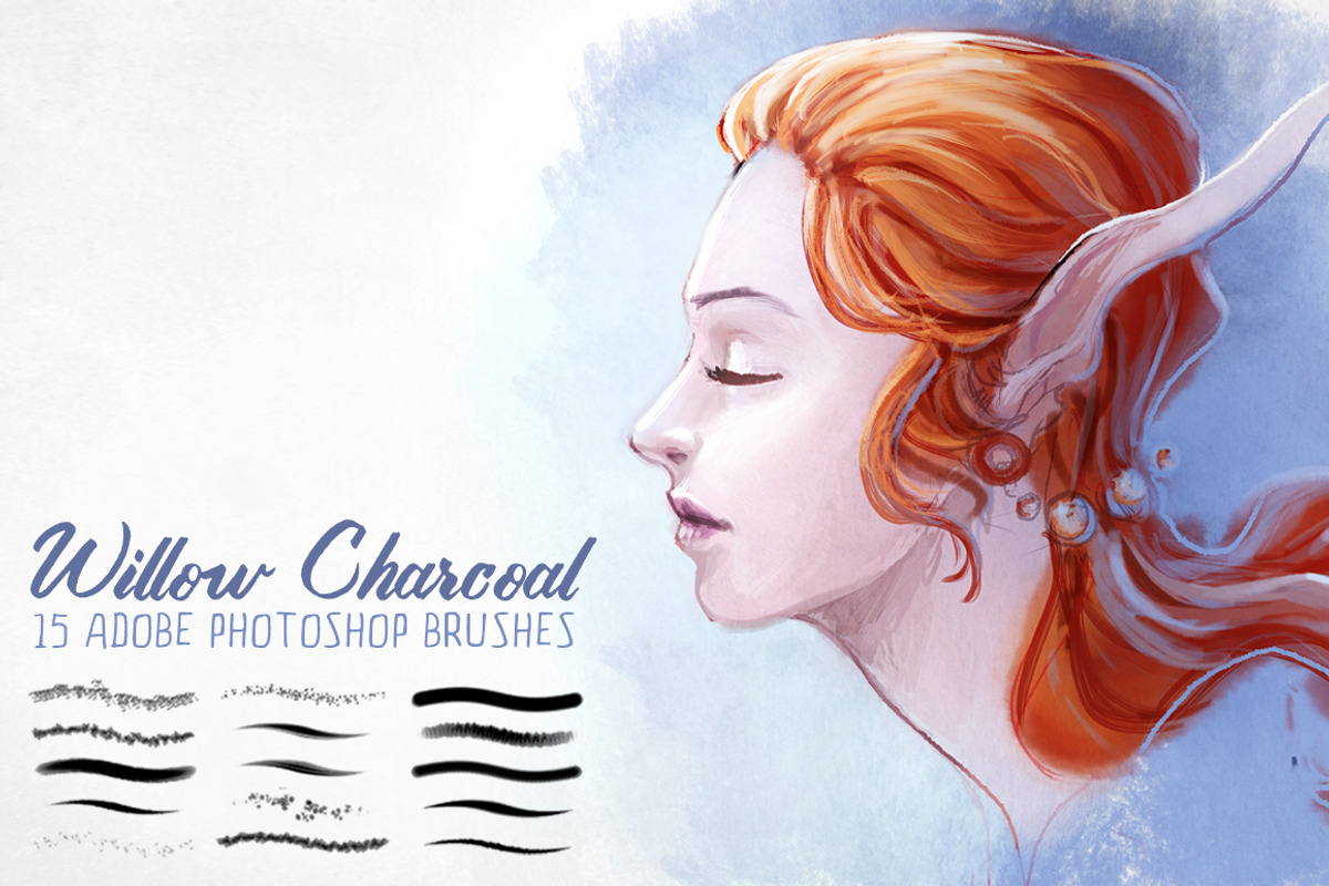 Real Willow Charcoal PS Brushes, a Brush Add-On by Avenie Digital