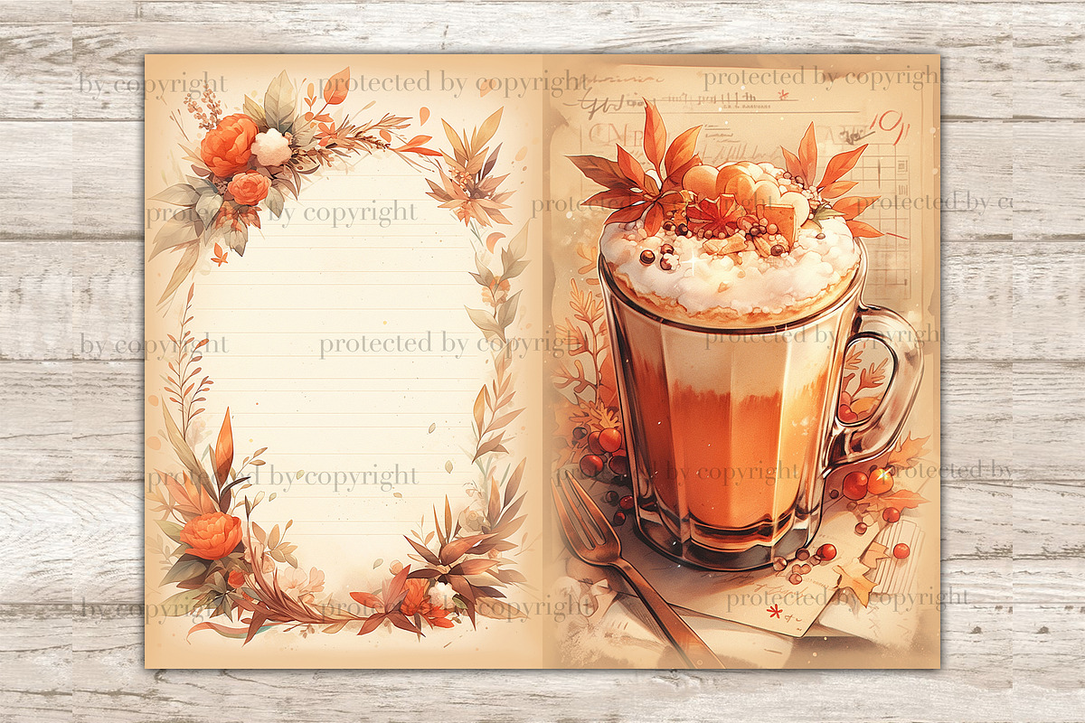 Fall Vibes Junk Journal Paper, a Seasonal Illustration by GlamArtZhanna (Photo 8 of 9)