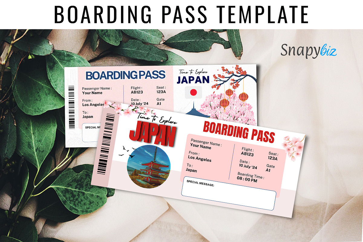 Japan Trip Gift Ticket Template, a Templates & Theme by Snapybiz (Photo 3 of 10)