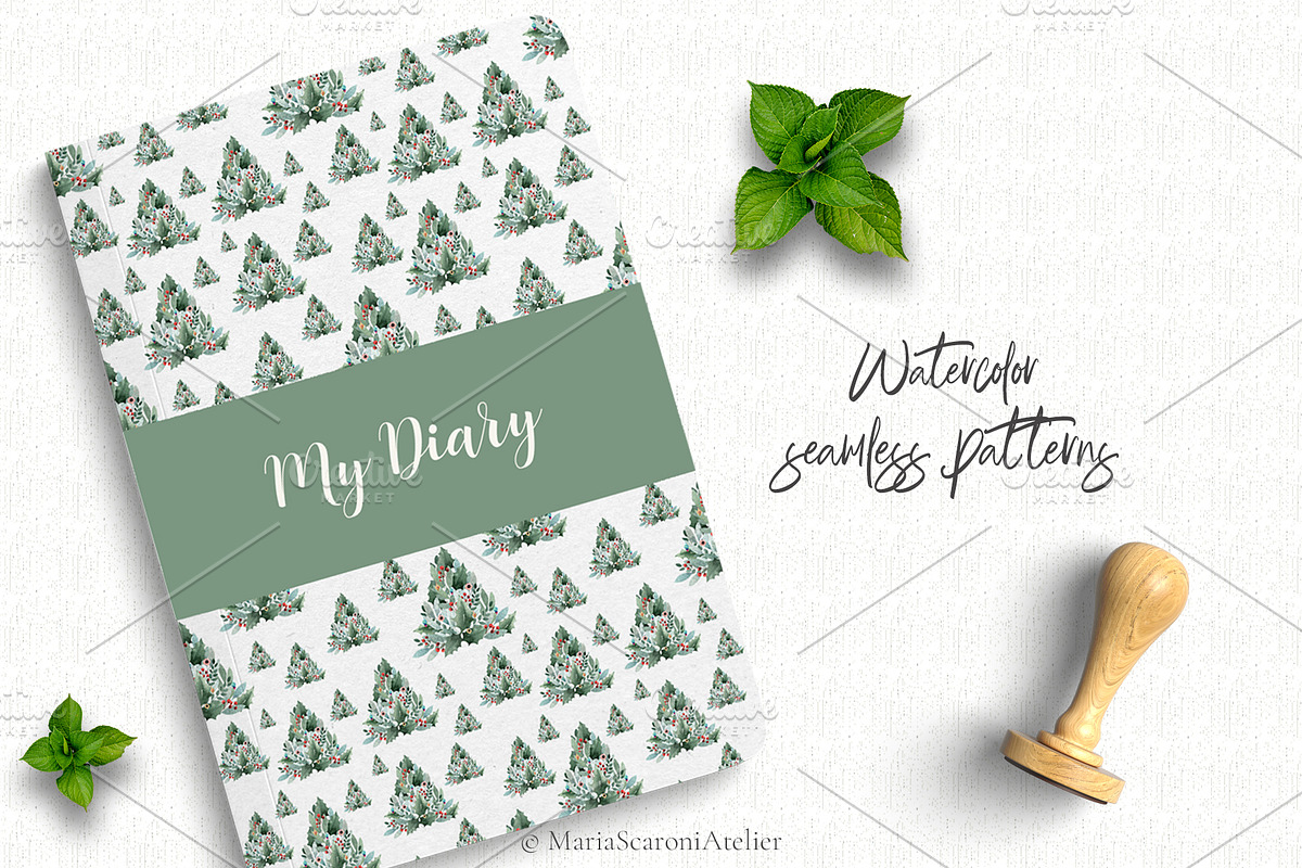 Watercolor Christmas Collection, a Decorative Illustration by MariaScaroniAtelier (Photo 9 of 11)