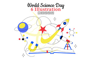6 World Science Day Illustration, a Technology Illustration by denayunebgt