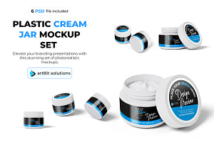 Plastic Cream Jar Mockup Set, a Cups & Container Mockup by artBit Design Studio