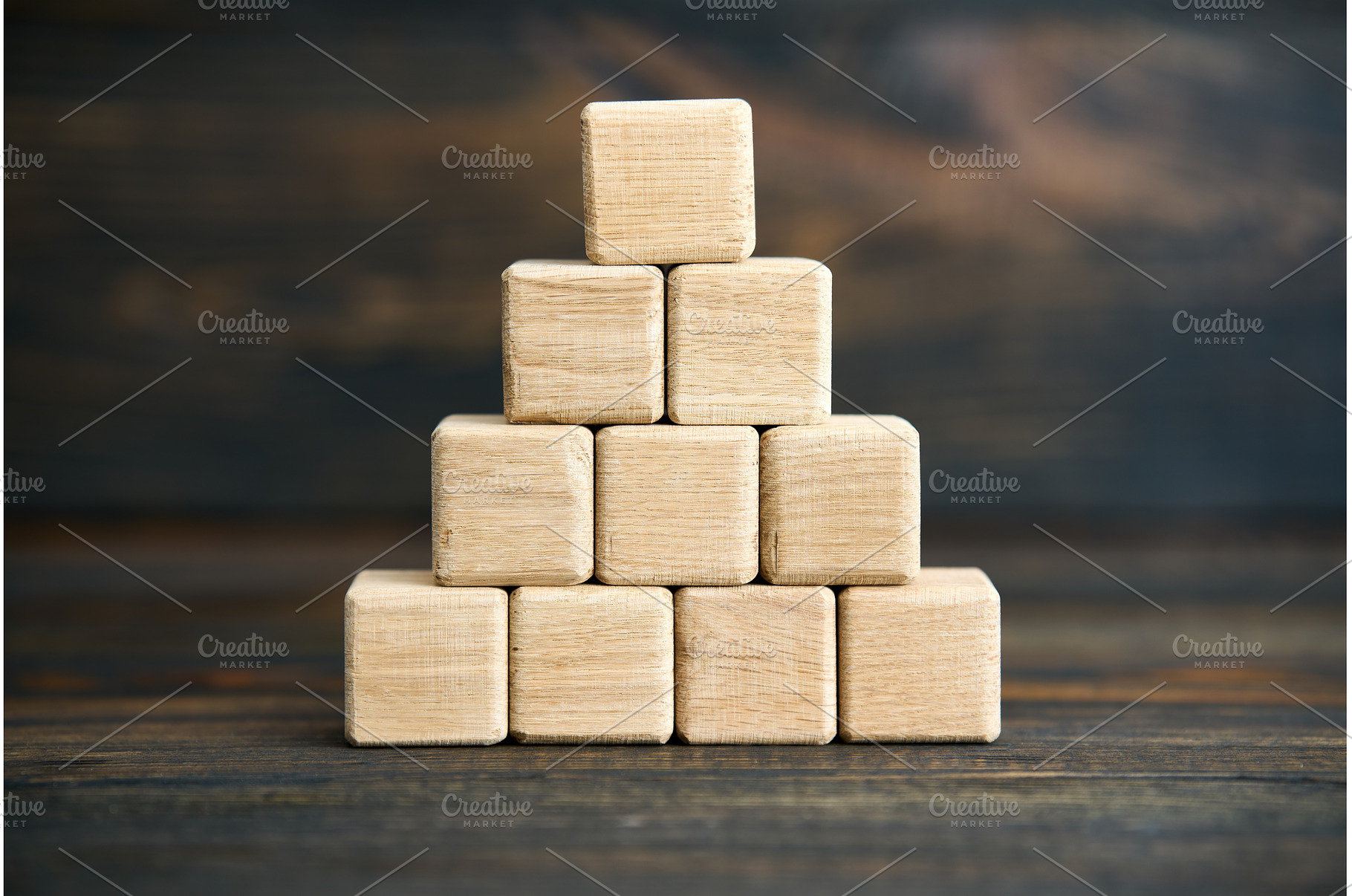 Pyramid of blank wooden cubes on, a Business Photo by Gladkov photography