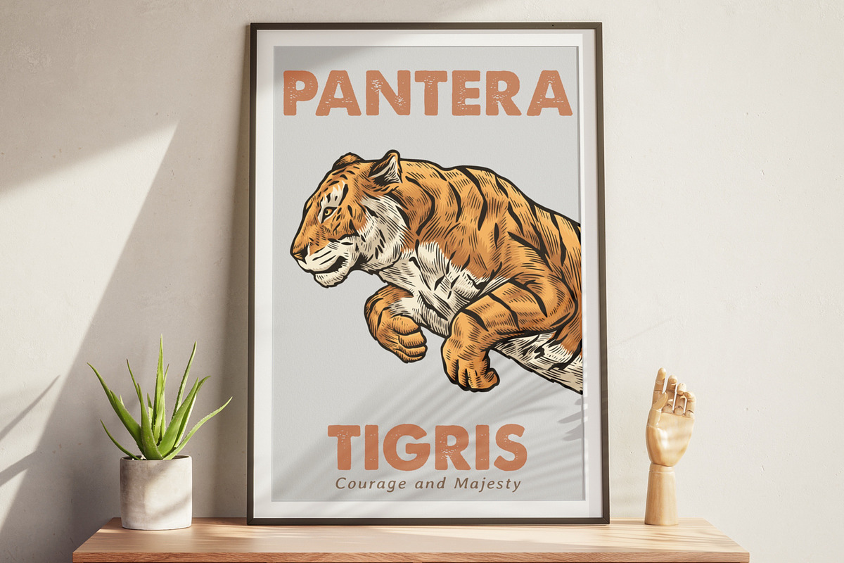 Vintage Tiger Engraving Art, an Animal Illustration by Kusumaillustration (Photo 5 of 6)