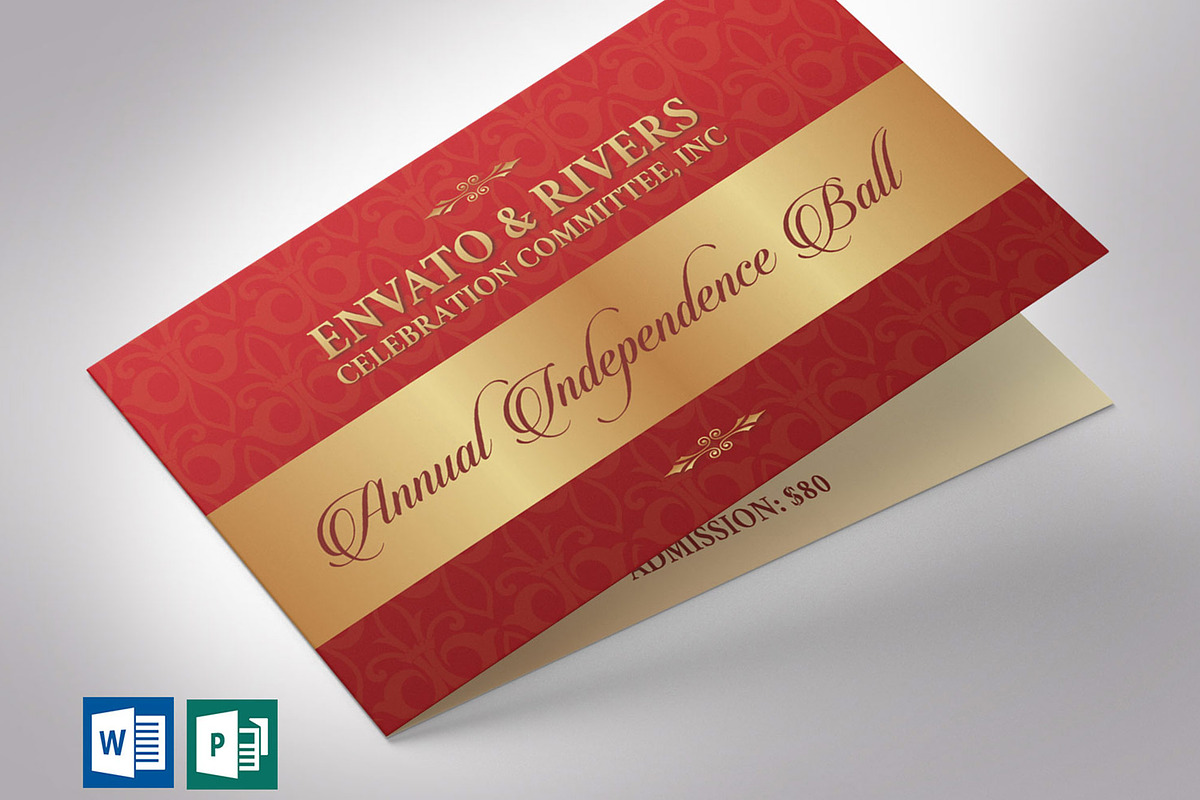 Folded Banquet Ticket Word, a Card Template by Godserv Designs (Photo 1 of 10)