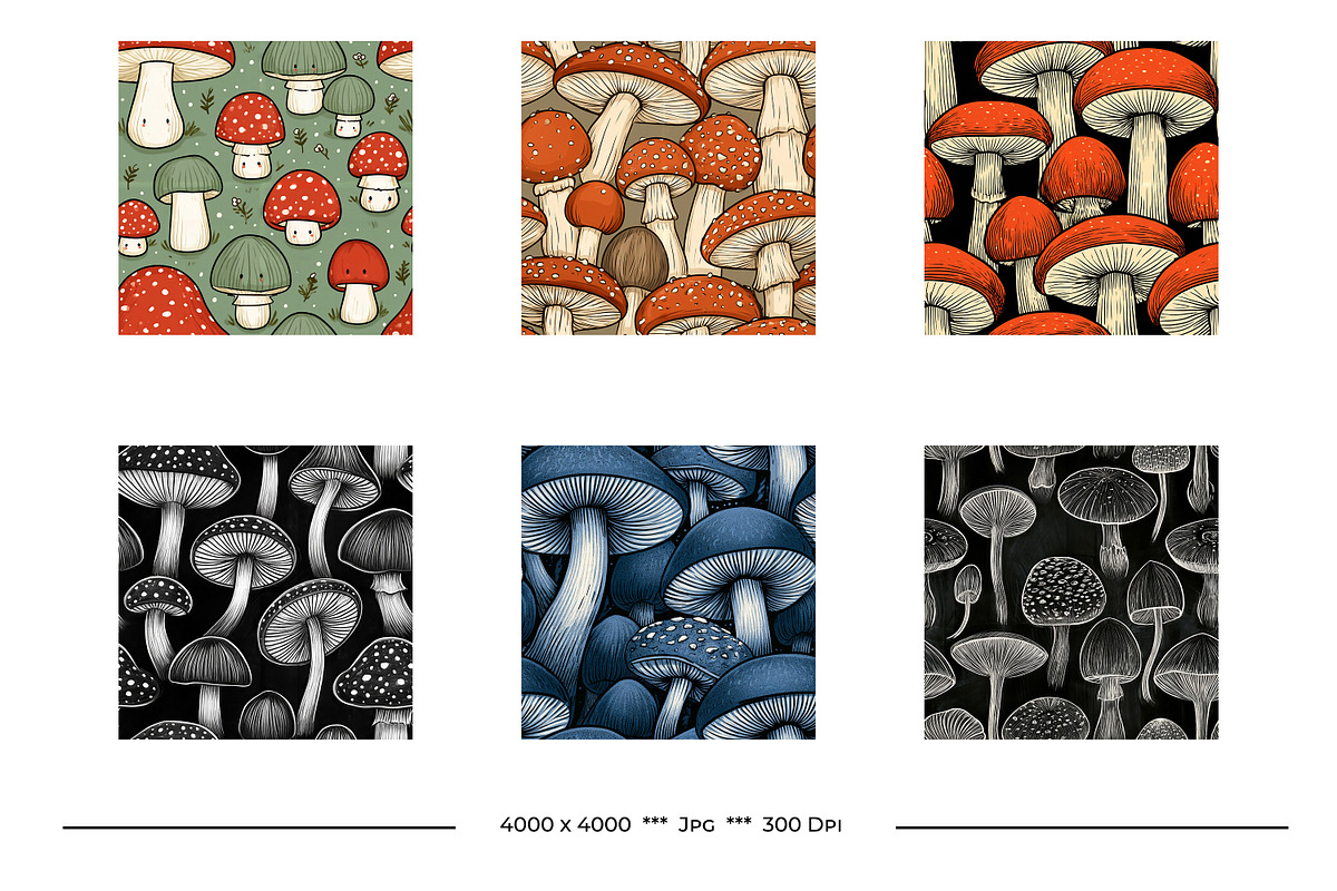 Mushroom Retro Art Patterns, a Pattern Graphic by karenfoleyphoto (Photo 5 of 13)