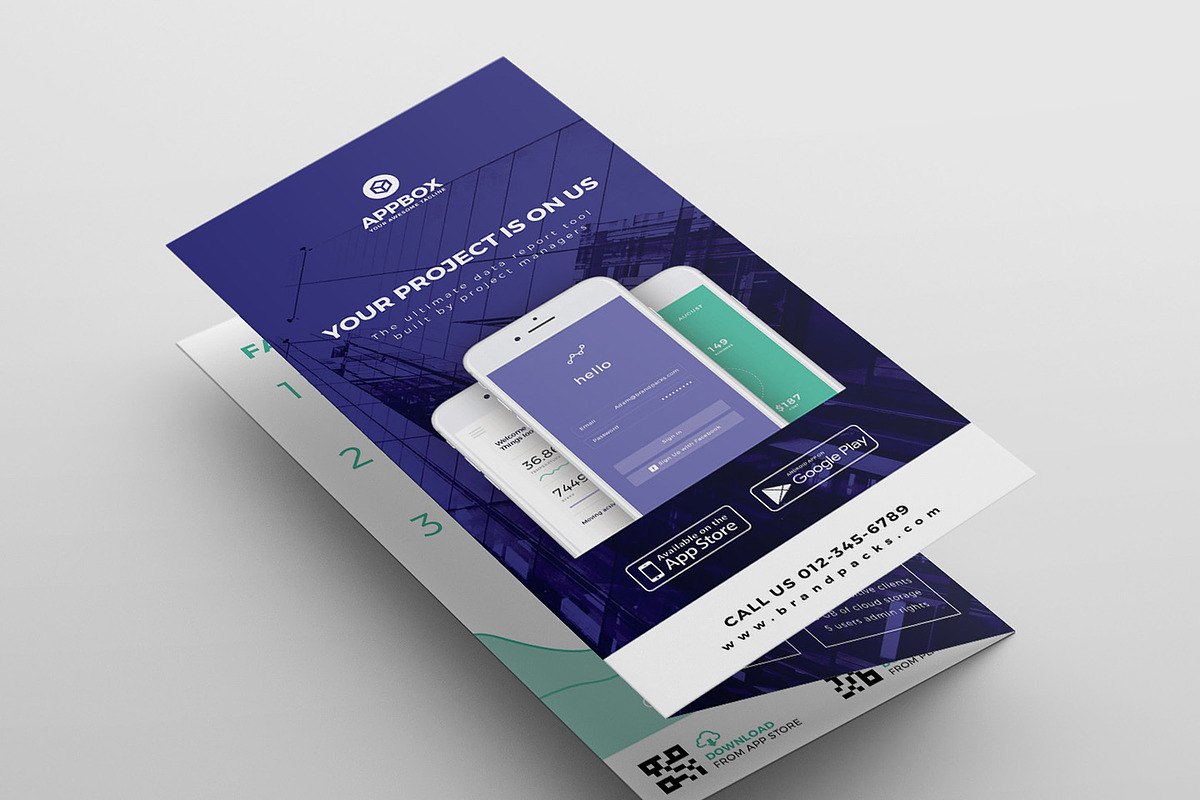 Mobile App Trifold Brochure Template, a Brochure Template by BrandPacks