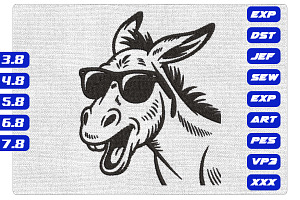 Funny Donkey with Glasses Embroidery, an Illustration by Purpose Ekbal