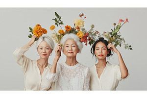Three Asian women of different ages, a Beauty & Fashion Photo by Sergey Kotenev