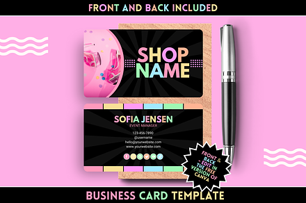 Pastel Neon Business Card, a Business Card Template by SunshineStudioBoutique