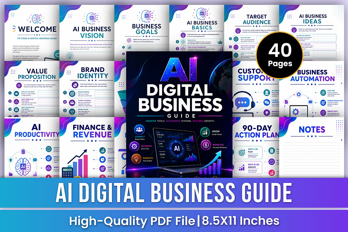 AI Digital Business Guide | Business, a Stationery Template by Mustafiz (Photo 1 of 5)