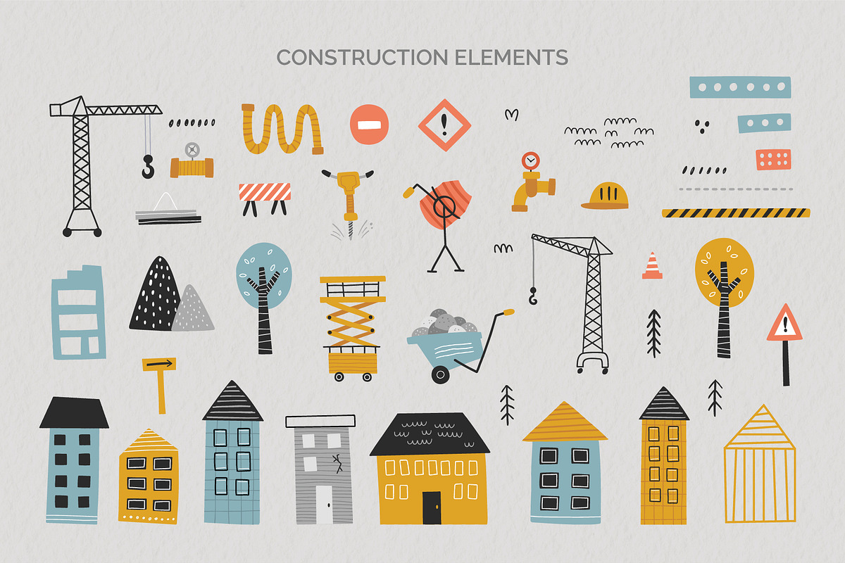 Cute Excavators Clipart Collection, a Transportation Illustration by Leysan Shayak (Photo 2 of 8)