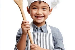 Smiling little boy dressed as a chef, a Food & Drink Photo by MistyDay