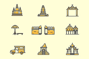 Thailand Landmark Icon Set