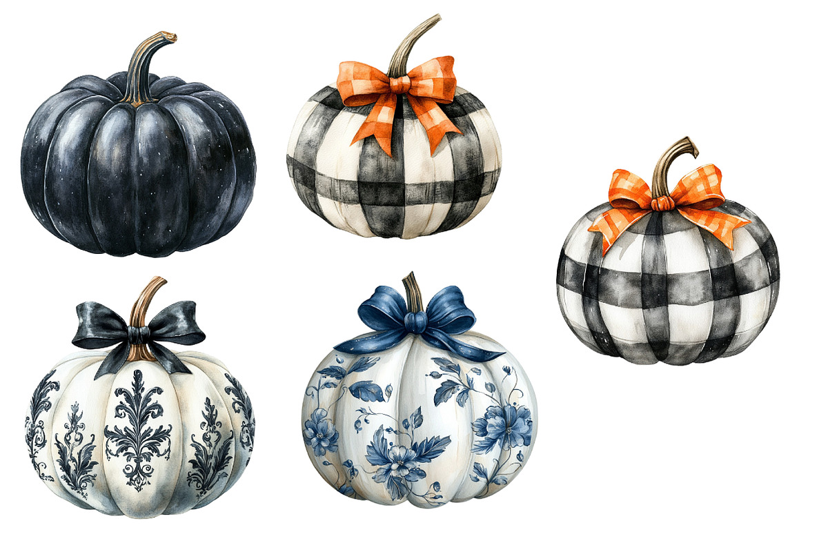 Watercolor Pumpkin Clipart, an Illustration by Designworld (Photo 4 of 5)