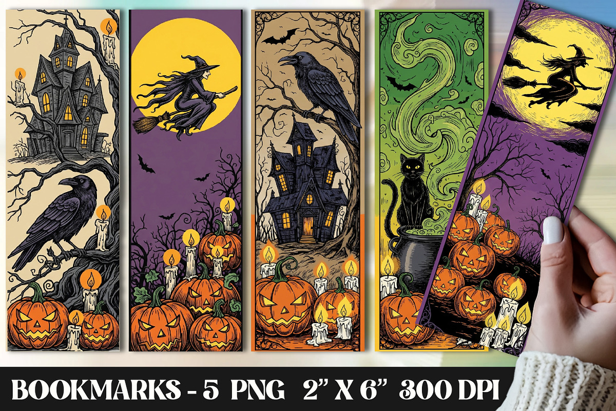 Vintage Halloween Printable Bookmark, an Illustration by OK Design