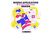 5 Mobile Application Illustration, a Technology Illustration by denayunebgt (Thumbnail 1 of 3)