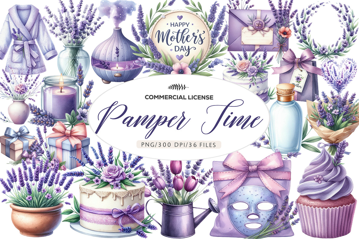 Lavender Pamper Time Clipart, an Illustration by CreationArt (Photo 1 of 7)