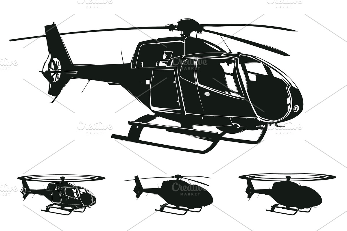 vector helicopter silhouettes, an Object Illustration by tumbalipum