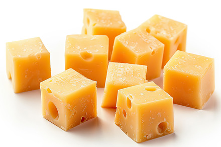 Squares of cheddar with holes agains, a Photo by LOGOCREATIVE