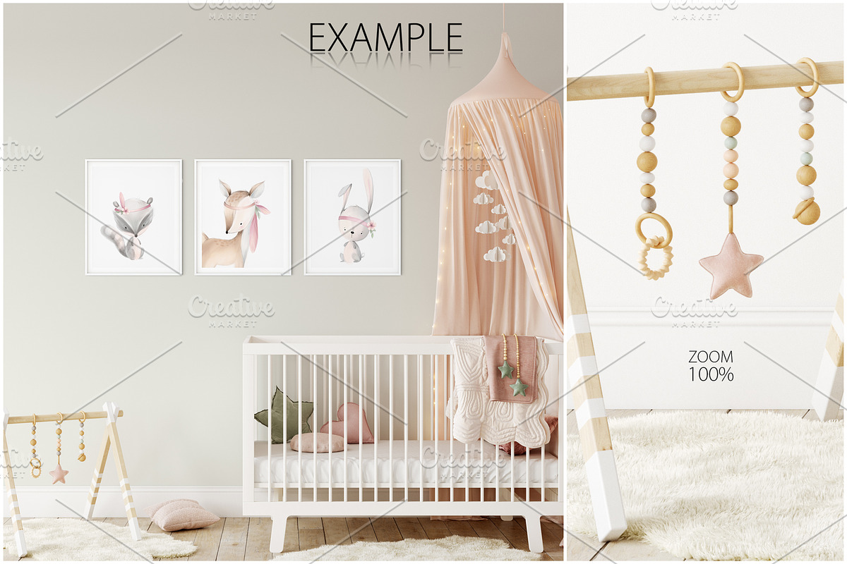 Kids Frames & Wall Mockup Bundle - 6, a Print Template by Yuri-U (Photo 17 of 28)