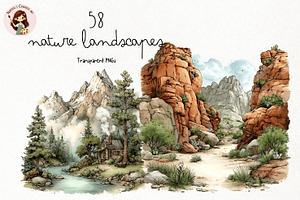 Nature Landscapes PNG Clipart, a Decorative Illustration by Nicolle's Colorful Art