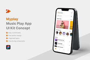 Myplay - Music Play App UI Kit, an UI Kit Template by iDoodle Studio