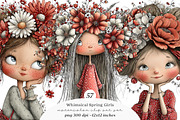 Whimsical spring girls clipart, an Illustration by SinaCreation (Thumbnail 1 of 11)