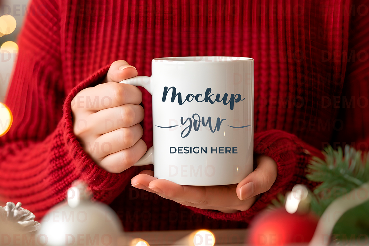 Holiday Mug Mockup 11oz Winter Scene, a Cups & Container Mockup by animatizmagix (Photo 4 of 4)