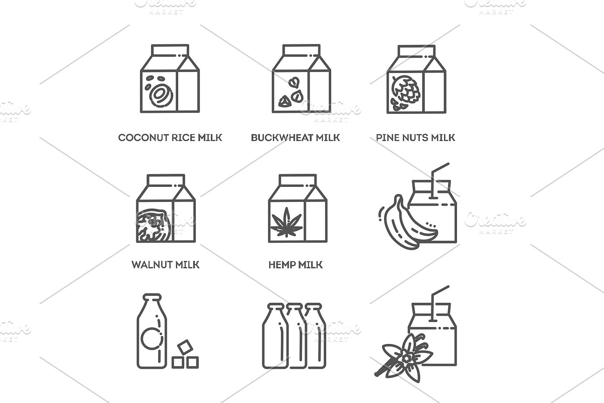Alternative Milk, Vegan Milk, an Object Illustration by Tettygreen (Photo 3 of 3)