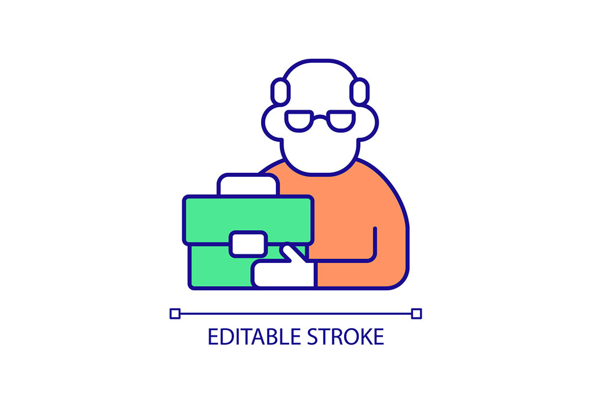 Senior man with briefcase RGB color, an Icon by IMG Visuals