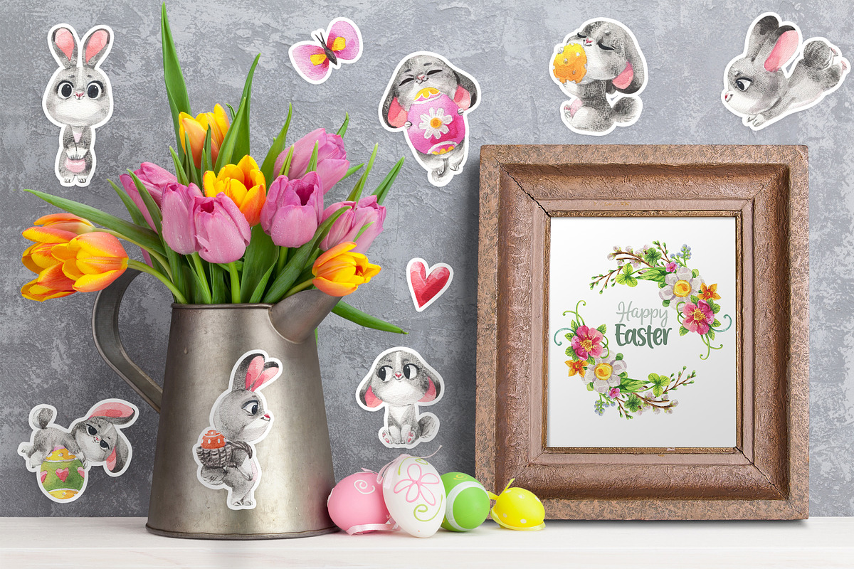 Happy Easter watercolor set, a Background Graphic by KatBranchArt (Photo 5 of 7)