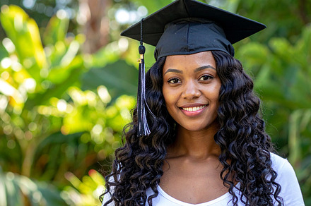 female student with graduation cap AI generated