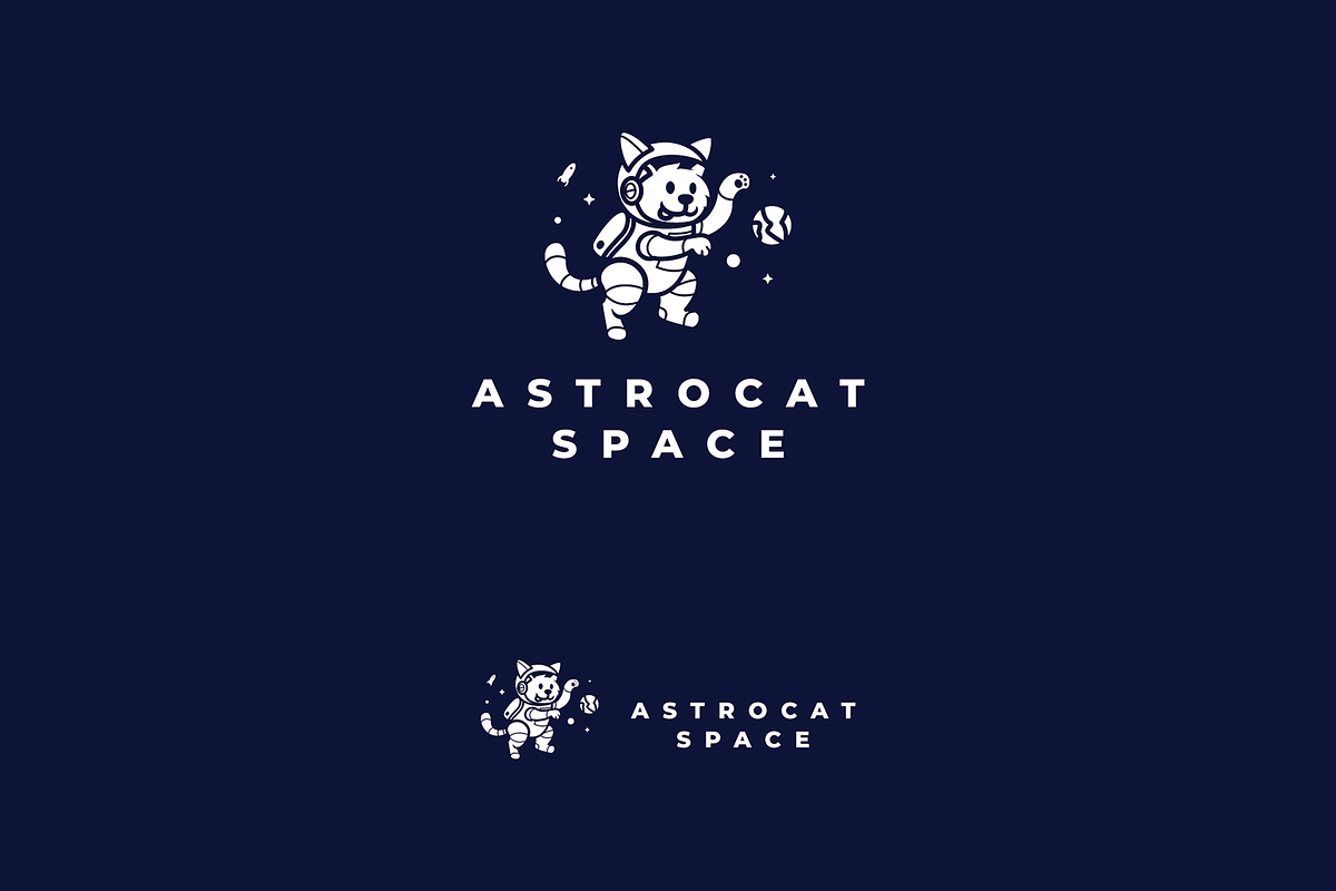 Astronaut Cat Design Template, a Branding & Logo Template by lineandcircle (Photo 2 of 3)