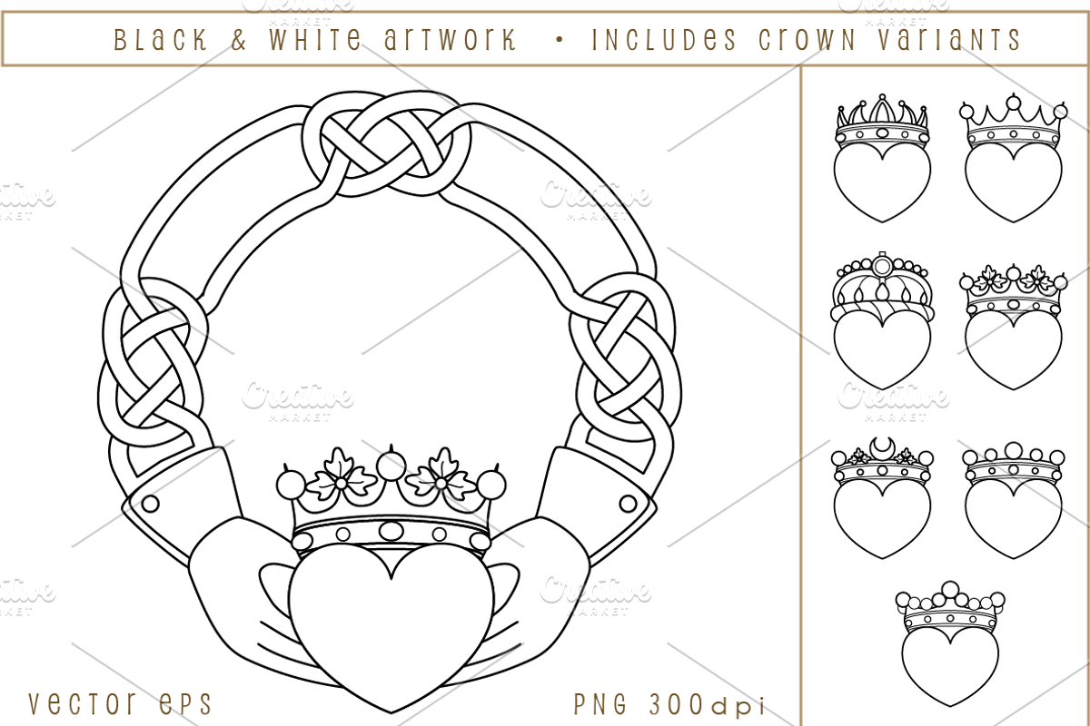Celtic Claddagh - add dates & names, an Illustration by AonCelticArt