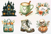 Sage Green Halloween Clipart, an Illustration by CreationArt (Thumbnail 2 of 5)