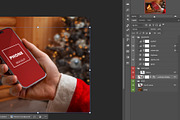 iPhone Santa Fireplace Mockup, an iPhone Mockup by RSplaneta (Thumbnail 2 of 2)