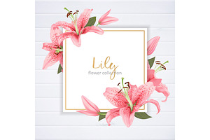 Wedding invitation with lily flowers