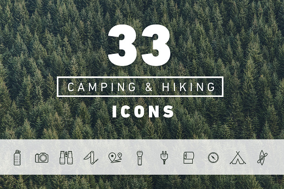 33 Vector Hiking Camping Icons