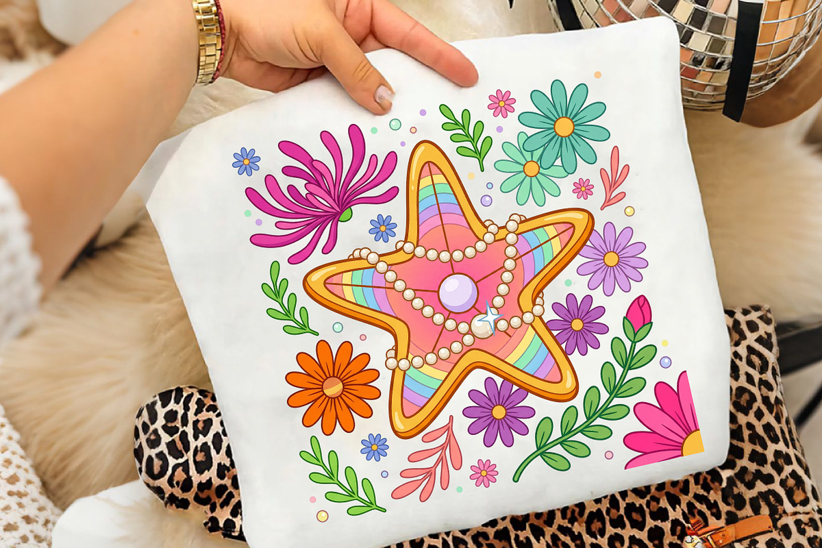 Retro Floral Summer Png, Preppy Star, an Illustration by CreationArt (Photo 4 of 5)