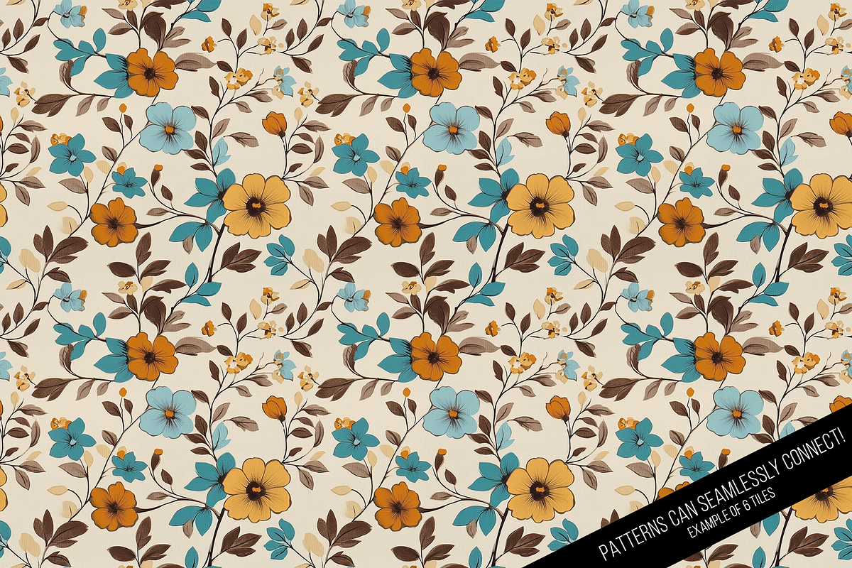 Seamless Retro Flowered Wallpaper, a Pattern Graphic by Chromolume Studio (Photo 8 of 15)