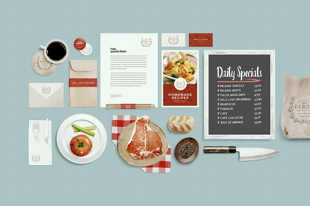 Restaurant/Food Identity Mockup, a Product Mockup by eamejia (Photo 3 of 4)