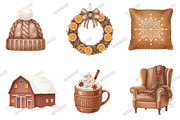 Cozy Christmas Winter Clipart Bundle, an Illustration by designcity5 (Thumbnail 2 of 5)