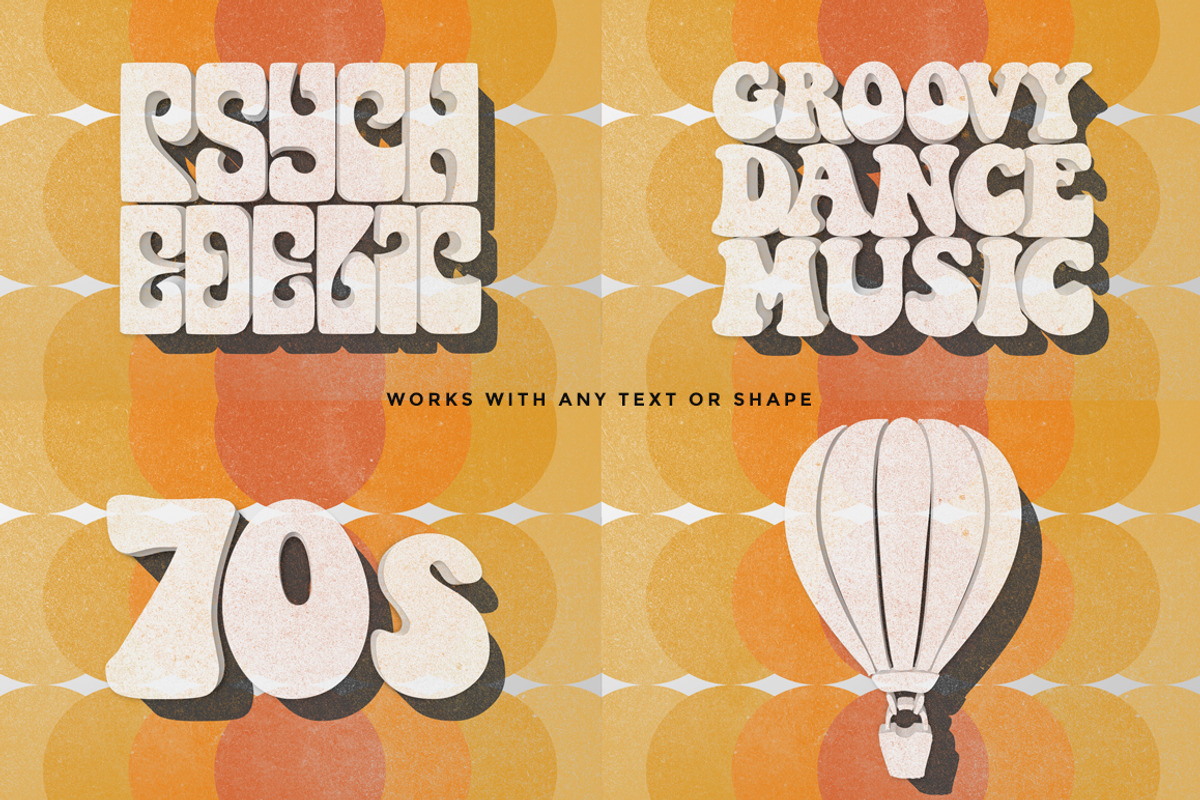 70s Text Effects for Photoshop, a Layer Style Add-On by Graphicdome (Photo 12 of 17)